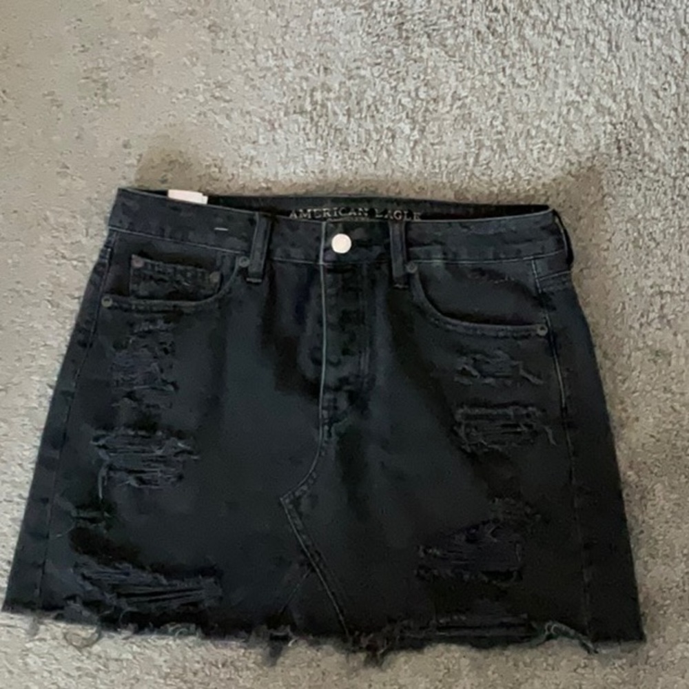 american eagle outfitters black denim mini skirt